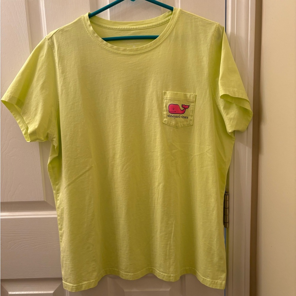 Vineyard Vines Lime Green T-Shirt with Pink Whale Logo